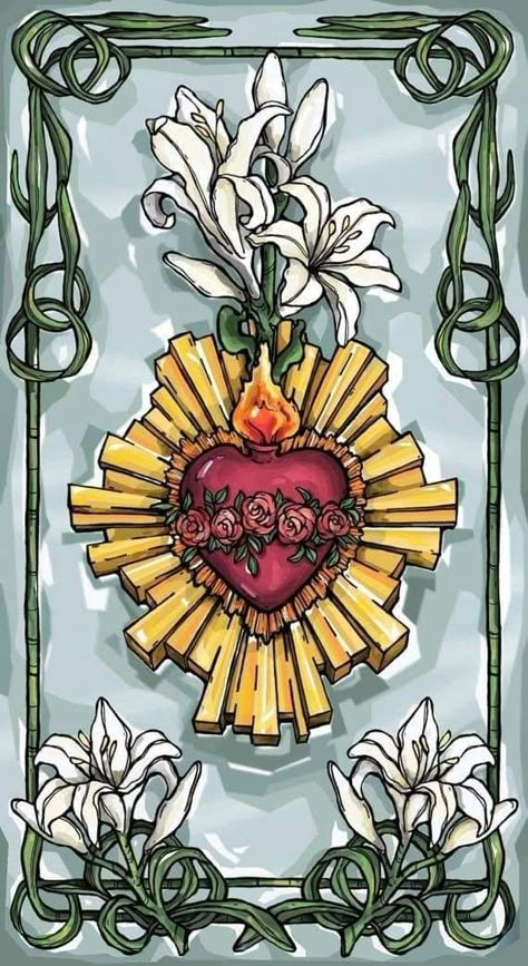 Sacred Heart Art, Sacred Heart Tattoos, Catholic Wallpaper, Mexican Culture Art, Immaculate Heart Of Mary, Sacred Hearts, Heart Of Mary, Immaculate Heart, Blessed Mother Mary