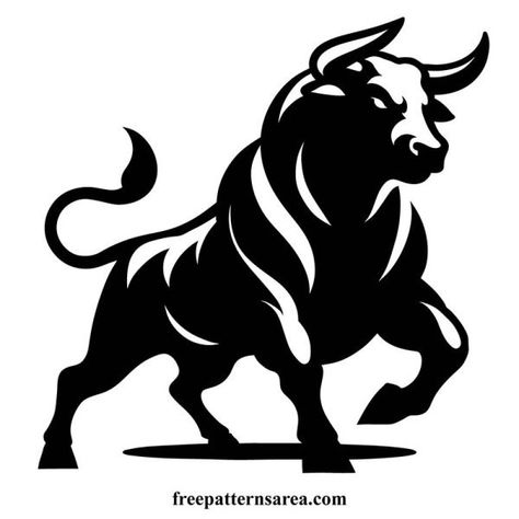 Menacing and Powerful Bull Silhouette Vector Illustration Vector Art Design Graphics, Bull Logo Design Ideas, Bull Logo Design Creative, Cool Silhouette Art, Nandi Bull Images, Bulls Tattoo, Toro Vector, Toro Logo, Cow Cartoon Images