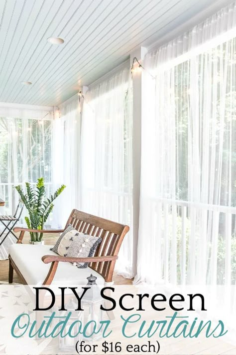 Outdoor Mosquito Curtains Patio, Mosquito Nets For Patio, Ikea Net Curtains, Pergola Mosquito Netting, Covered Porch Curtains, Diy Mosquito Netting For Patio, Mosquito Curtains For Porch, Mosquito Netting Patio Diy, Small Screened In Porch Decorating Ideas