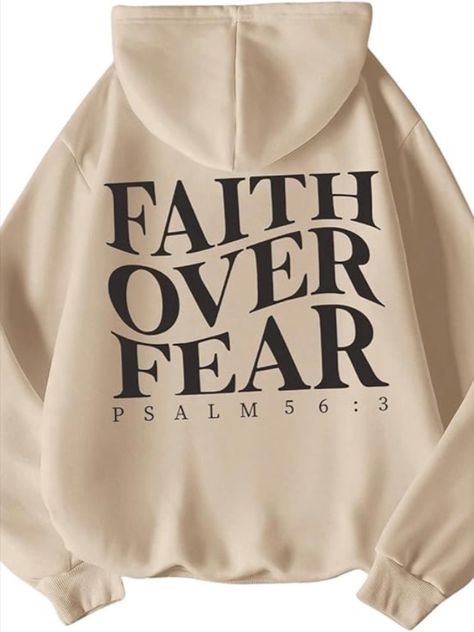 Design: Oversized hoodie,faith over fear hoodie,Christian religious saying,pullover sweatshirts,drawstring hoodies casual long sleeve top,drop shoulder collar,long sleeve sweater with pocket,fall outfits for women,winter fashion clothes,aesthetic clothing,christian hoodies,god sweatshirts,y2k fleece casual style. Buying Clothes Aesthetic, Faith Over Fear Hoodie, Christian Hoodie Ideas, Cute Sweatshirts Aesthetic, Christian Hoodie Design, Birthday Wishlist Clothes, God Sweatshirts, Christian Sweatshirt Designs, Oversized Sweatshirt Aesthetic