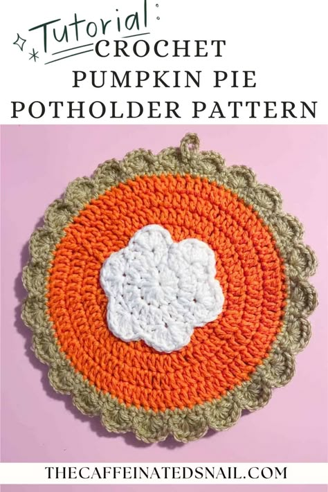 Pumpkin pie is symbolic with fall and the holidays like Thanksgiving, so why not decorate the kitchen with my Crochet Pumpkin Pie Potholder Pattern all fall long. A perfect potholder for pulling pies and casseroles out of the oven. Crochet Turkey Potholder Pattern, Crochet Pumpkin Potholder Free Pattern, Pumpkin Potholder Crochet Pattern, Thanksgiving Crochet Pot Holders, Crochet Pie Potholder, Crochet Holiday Potholders, Crochet Pumpkin Pie Potholder, Crochet Pumpkin Pie Hot Pad, Crochet Fall Hot Pads