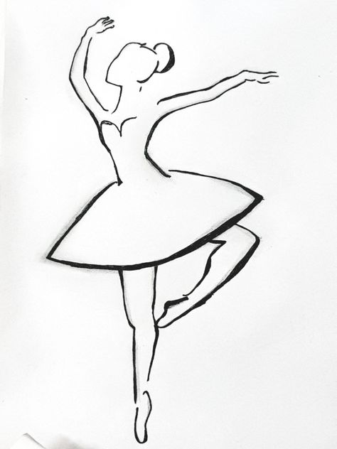 Ballet Easy Drawings, Simple Ballet Drawing, Dancer Silhouette Contemporary, Drawing Of A Ballerina, Dancer Sketch Easy, Ballet Dancer Drawing Simple, Ballerina Easy Drawing, Dancing Person Drawing, Ballerina Art Paintings Easy