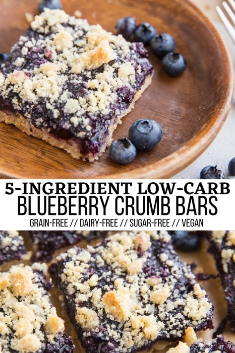 Low-Carb Blueberry Crumb Bars - The Roasted Root Easy Blueberry Desserts, Healthy Blueberry Recipes, Blueberry Crumb Bars, Blueberry Crumble Bars, Low Sugar Desserts, Crumb Bars, Blueberry Crumble, Blueberry Desserts, Amazing Desserts