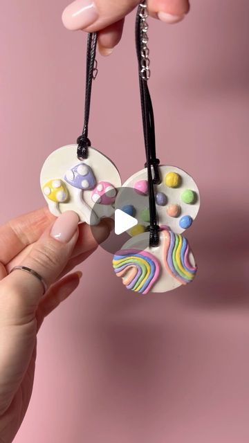 Sofi Sokolova on Instagram: "Crafting sweet goodness: Clay pendants DIY🍬🍭  As always, I’m using air dry clay, acrylic paints, and acrylic gloss varnish 💫  #diypendant #claypendants #claypendant #pendantideas #airdryclay #claycrafts" Air Dry Clay Pendants, Clay Pendants Diy, Clay Pendants, Dry Clay, Craft Fair, Diy Pendant, Air Dry Clay, Acrylic Paints, Paper Crafts Diy