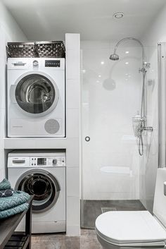 Small Minimal Bathroom, Laundry Bathroom Combo, Cool Bathroom, Small Utility Room, Minimal Bathroom, Modern White Bathroom, Laundry Ideas, Laundry Design, Laundry Room Bathroom