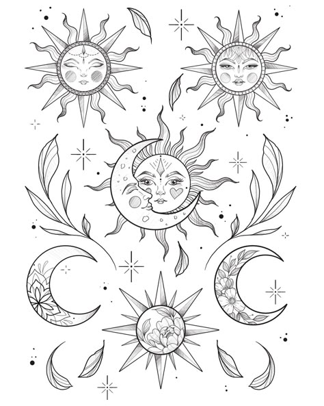 All Posts • Instagram Bohemian Sun And Moon Tattoo, Etheral Tattoo Design, Compass Leg Tattoo Woman, Sun And Moon Flash Tattoo, Thigh Tattoos Women Sun And Moon, Sun Moon And Stars Art, 1950s Tattoo Ideas, Celestial Sleeve Tattoos For Women, Linework Sun Tattoo