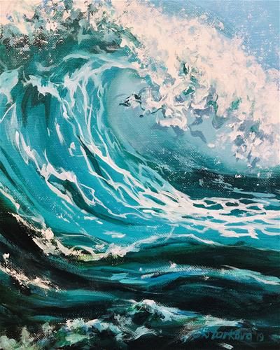 Wave Art Painting, Wave Drawing, Graceful Movement, Wave Painting, Graduation Project, Wave Art, Ocean Painting, Surf Art, Painting Tutorials