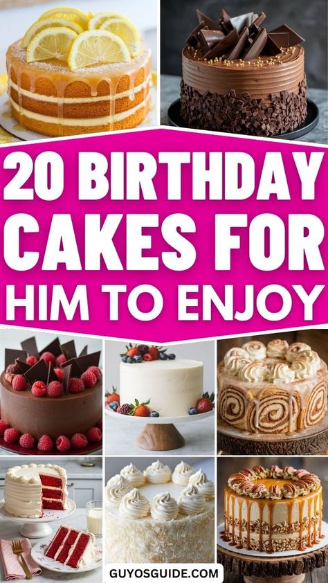 20 Birthday Cakes for Him Bday Cakes For Men Simple, Birthday Cake For 75 Year Old Man, Fancy Cakes For Men, Epic Birthday Cakes, Men's 50th Birthday Cake, Male Cake Designs Birthday, Four Layer Cake, Chocolate Cake Ideas For Men, Cake Design For Men Simple