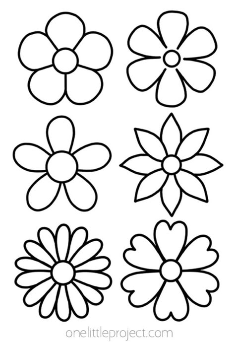 Flower Outline Flower Stencil Patterns Printables, Flower Outline Printable, Simple Flower Coloring Pages, Flower Templates Printable Free, Outline Flower, Flower Stencil Patterns, Simple Flower Drawing, Flower Templates Printable, Rose Outline