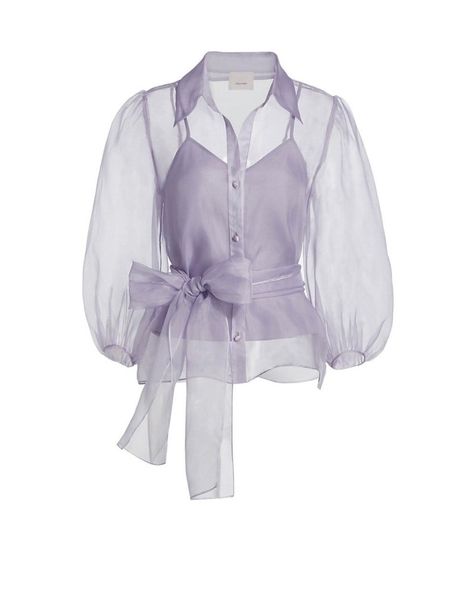 Elegant long sleeve organza blouse. Transparent organza image 2 Organza Tops, Organza Styles, Cruise Attire, Organza Jacket, Organza Shirt, Organza Blouse, Organza Top, Cinq A Sept, Girls Day