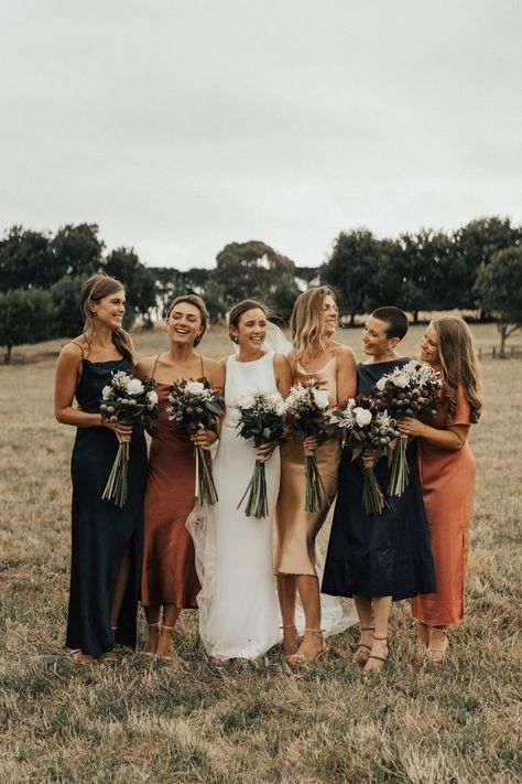 Jan 20, 2022 - A new kind of bridal blog, magazine and directory Fall Wedding Bridesmaids, Brown Bridesmaid Dresses, Rust Bridesmaid Dress, Rusting Wedding, Fall Bridesmaids, Fall Bridesmaid Dresses, Satin Bridesmaid Dress, Bridesmaid Colors, Mismatched Bridesmaids