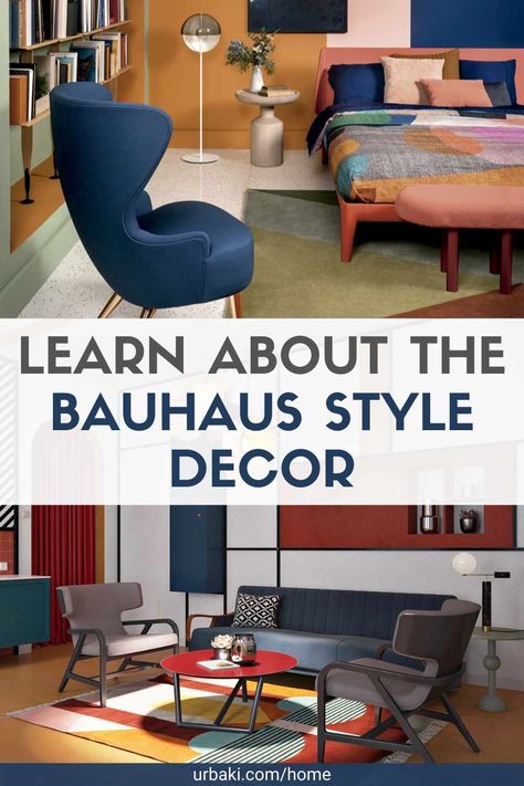 20th Century Interior Design, Bauhaus Style Living Room, German Furniture Design, Bauhaus Aesthetic Interior Design, Bauhaus Home Decor, Bauhaus Living Room Design, Graphic Interior Design, Bauhaus Interior Bedroom, Bauhaus Interior Design Living Rooms