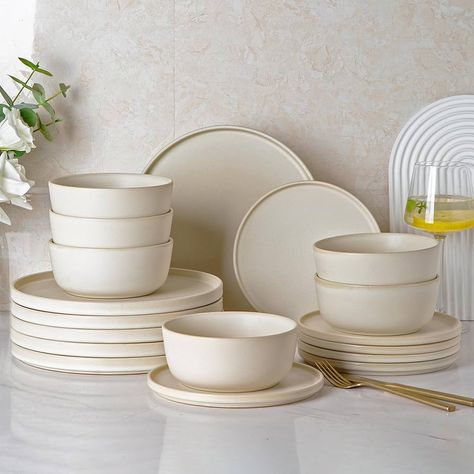 Amazon.com | AmorArc Stoneware Dinnerware Sets of 6,Reactive Ceramic Plates and Bowls Sets,Highly Chip and Crack Resistant | Dishwasher & Microwave Safe | Round Dishes Set Service for 6 (18pc) Dishes Set-Matte: Dinnerware Sets Modern Mexican Dinnerware, Dining Plates Set Dinnerware, Kitchen Sets Dishes, Our Place Plates, Cute Utensils Aesthetic, Cute Serving Dishes, Bowl Plates Dishes, Cute Dinner Plates, Table Plates Setting