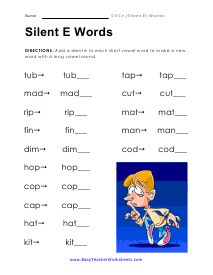 Bossy E Worksheets, Cvce Words Worksheets, Silent E Worksheets Free, Magic E Worksheet, Phonic Charts, Silent E Worksheets, Cvce Worksheets, Magic E Words, Teaching Vowels