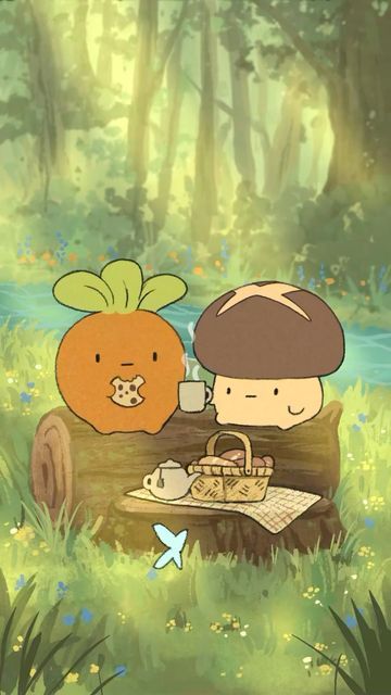 💝 fluffnest 💝 on Instagram: "Won’t you join us for a cozy cup of tea and some warm cookies? ☺️🌲🌱🍂🧡 . . . #animation #cozy #fluffnest #forest #cottagecoreaesthetic #calmness #takeitslow #digitalart #illustration #cute" Forest Picnic, Tea Wallpaper, Tea Illustration, Halloween Wallpaper Cute, Nature Iphone Wallpaper, Frame By Frame Animation, Illustration Cute, People And Animals, Cute Animal Drawings Kawaii