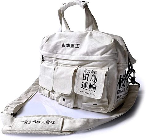 Amazon.com | Crossbody Travel Bag Casual Shoulder Unisex Anti Theft Techwear Streetwear Student Messenger Bag (Beige) | Messenger Bags Techwear Streetwear, Tas Bahu, 일본 패션, Crossbody Bags For Travel, Japanese Streetwear, Crossbody Messenger Bag, Laptop Pocket, Style Streetwear, Cute Bags