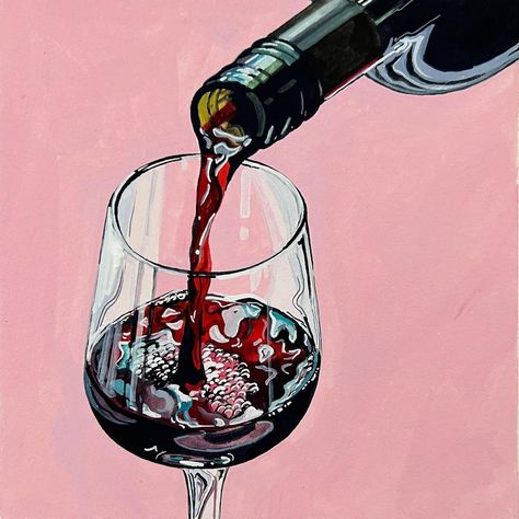 Wine Painting Ideas On Canvas, Red Wine Painting, Wine Still Life, Wine Pouring, Apartment Painting, Wine Images, Glasses Of Wine, Glass Of Red Wine, Wine Painting