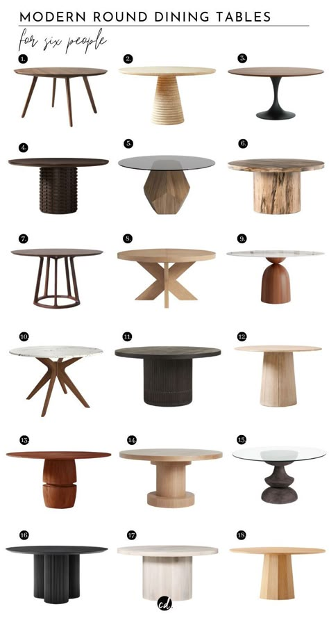 18 modern round dining tables to seat 6 people for holidays and big families.  Shop on LTK and follow chloe_dominik on LTK for interior inspiration and exclusive content. Round Dining Table Eclectic Chairs, Round Wood Dining Table Modern, Dining Round Table Design, Round Dining Table Decor Modern, Circular Table Dining, Large Round Table Dining Room, Dining Room Round Table Ideas, Dining Table Ideas Modern, Dining Room Ideas Round Table