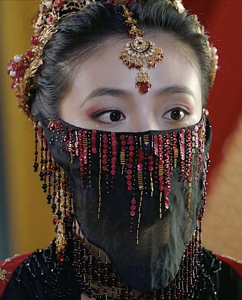 Face Veil Masks, Chinese Veil Mask, Face Veil Aesthetic, Chinese Veil, Chinese Face Veil, Chinese Mask, Veiled Girl, Cool Mask, Janice Wu