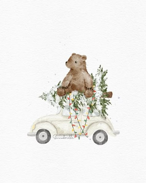 Christmas Wallpapers, Watercolor Brushes, Christmas Mood, Christmas Illustration, The Wallpaper, Freelance Illustrator, Christmas Wallpaper, The Bear, The Christmas