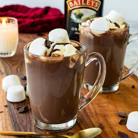 Baileys Hot Chocolate Recipe Hot Chocolate Baileys, Baileys Hot Chocolate, Homemade Baileys, Chocolate Tarts Recipe, Christmas Drinks Recipes, Chocolate Tarts, Hot Chocolate Cocoa, Beverage Ideas, Cold Cake