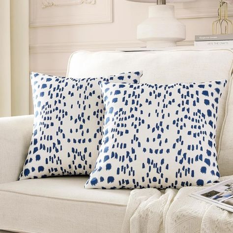 Blue Room Inspiration, Southern Coastal Decor, Workout Storage, Storage Attic, Blue Throw Pillow Covers, Chinoiserie Pillow Covers, Blue Linen Pillows, Sofa Couch Living Room, Polka Dot Pillow