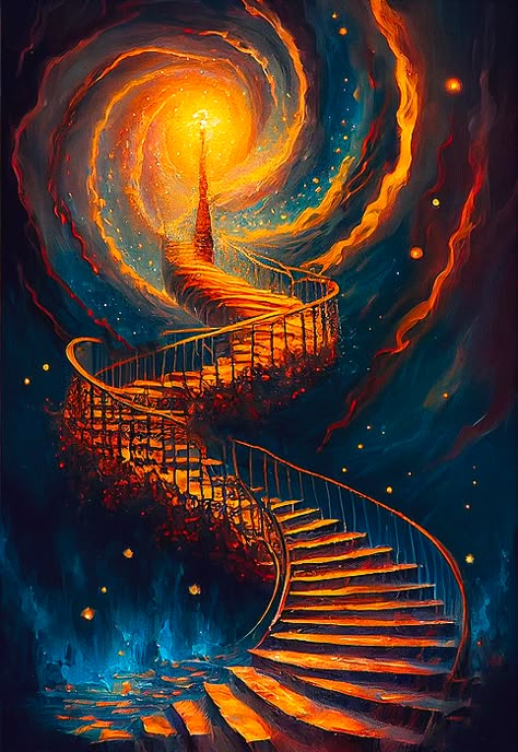 Stairway Digital Art - Stairway to heaven by Sampad Art Painting Of Stairs, Stairway To Heaven Painting, Sampad Art, Stairway Art, Heaven Painting, Stair Art, Metaphysical Art, Colouring Ideas, Creative Wall Painting