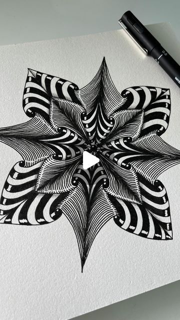 Leza on Instagram: "Hello everyone, here’s my variation of the ‘Stella’ tangle by Jana Pharmer. I absolutely love this tangle, there are so many different variations you could create with it. What do you think? Let me know I love to hear from you. 💚
Thank you for watching.  Music by @ericheitmanncomposer 

💚 Fineliner from @uniball_uk

#zentangle #zendoodle #doodle #abstractart #tangleart #freehand #unipin  #artistoninstagram #artoftheday #uniball #artforrelaxion #patternart #intuitiveart #drawingoftheday #handdrawing #blackinkart #penartist #creativeart #femaleartist #finelineart #orignalartworks #ownartwork #etsyseller #etsyshop #patternartoftheday #uniqueart #reels" Black Ink Art, Optical Illusion Drawing, Arte Doodle, Zen Doodle Patterns, Zentangle Artwork, Zen Doodle Art, Geometric Design Art, Doodle Art Drawing, Cool Pencil Drawings