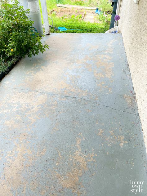 Painted Porches Concrete, Concrete Path Makeover, Concrete Steps Makeover, Tile Bathroom Walls, Bathroom Tile Shower Ideas, Best Concrete Paint, Outdoor Concrete Floors, Painted Cement Floors, Tiles Kitchen Floor