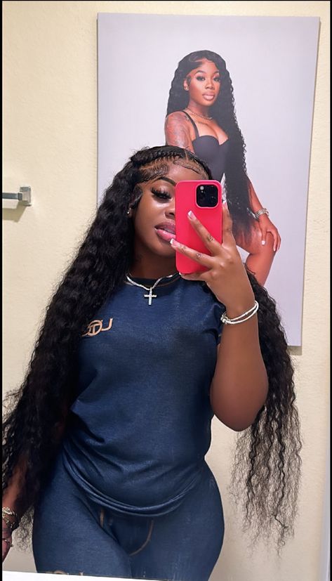 Deep Part Wig, Hairstyle For Frontal Wig, Curly Lace Hairstyles For Black Women, Deepwave Frontal Wig Flip Over, Fluffy Wigs For Black Women, Birthday Hair Wig, 32 Inch Wig Hairstyles, Middle Part Wig With Crimps, Birthday Vacation Hairstyles