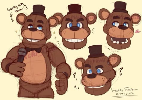 Drawing Fnaf, Fnaf Freddy Fazbear, Silly Bear, Fnaf Freddy, Goofy Drawing, Animatronic Fnaf, Fnaf Fanart, Fnaf Comics, Fnaf 1