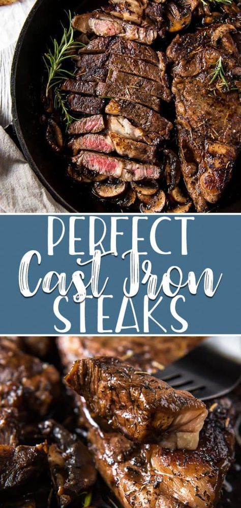 how to cook the Perfect Cast Iron Steak ! Iron Skillet Steak, Cast Iron Recipes Dinner, Cast Iron Meals, Cast Iron Skillet Steak, Skillet Recipes Dinner, Steakhouse Dinner, Iron Meals, Cast Iron Skillet Recipes Dinner, Steak At Home