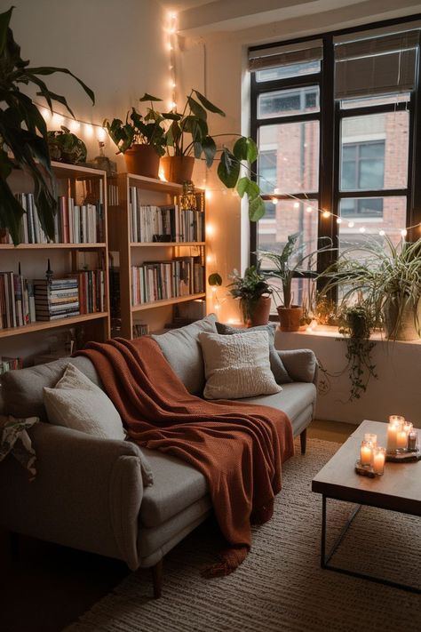 26 Best Ideas For A Stylish And Cozy Living Room Comfortable Apartment Living Room, Cozy Dark Wood Living Room, Cozy Rustic Apartment, Small Hygge Living Room, Simple Cozy Living Room Apartment, Low Light Decor, Living Room Comfy Aesthetic, Cozy Loft Apartment Interior Design, Living Room Designs Apartment Colorful