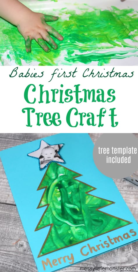 Christmas tree craft for babies first Christmas. Easy Christmas craft for babies with Christmas tree template Craft For Babies, Baby Christmas Crafts, Christmas Tree Craft, Tree Template, Christmas Tree Template, December Crafts, Christmas Crafts For Toddlers, Baby Art Projects, Preschool Christmas Crafts