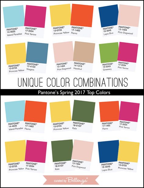 Unique Wedding Color Combinations Using Pantone’s Spring 2017 Top Colors Unique Color Combinations For Dress, Contrast Colour Combination Suits, Yellow Contrast Color Combinations, Colour Combination With Yellow, Yellow Combination Color, Combinations With Yellow, Best Wedding Colors Combinations, Yellow Colour Combination, Unique Colour Combinations