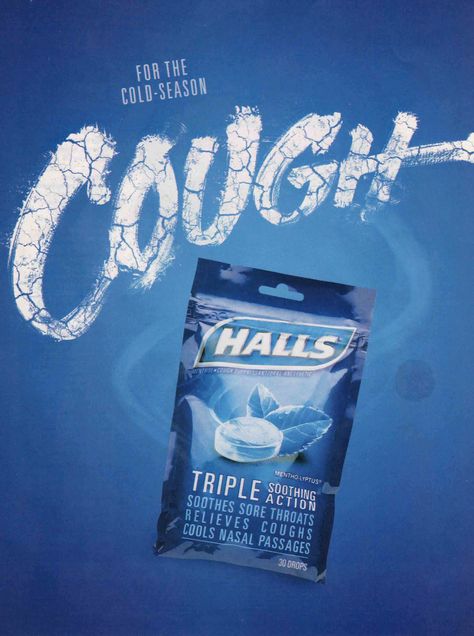 Halls Ad--monochromatic color scheme Monochromatic Advertisement, Catalogue Cover Design, Monochromatic Poster, Catalogue Cover, Christian Background Images, Monochromatic Photography, Monochromatic Colors, Blue Effect, Photoshop Video Tutorials