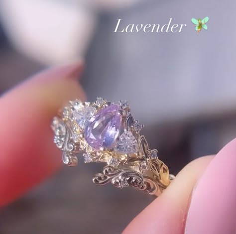 Lavender Engagement Rings, Light Purple Engagement Ring, Purple Promise Ring, Tangled Rings Engagement, Rapunzel Inspired Wedding Ring, Amythest Wedding Rings, Lilac Wedding Ring, Lavender Sapphire Ring, Mystical Purple Promise Ring Jewelry