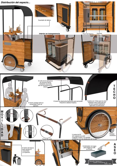 Bike Vendor Cart, Vendor Cart, Mobile Coffee Cart, Food Stall Design, Gerobak Dorong, Mobile Cafe, Bike Food, Food Bike, Mobile Coffee Shop