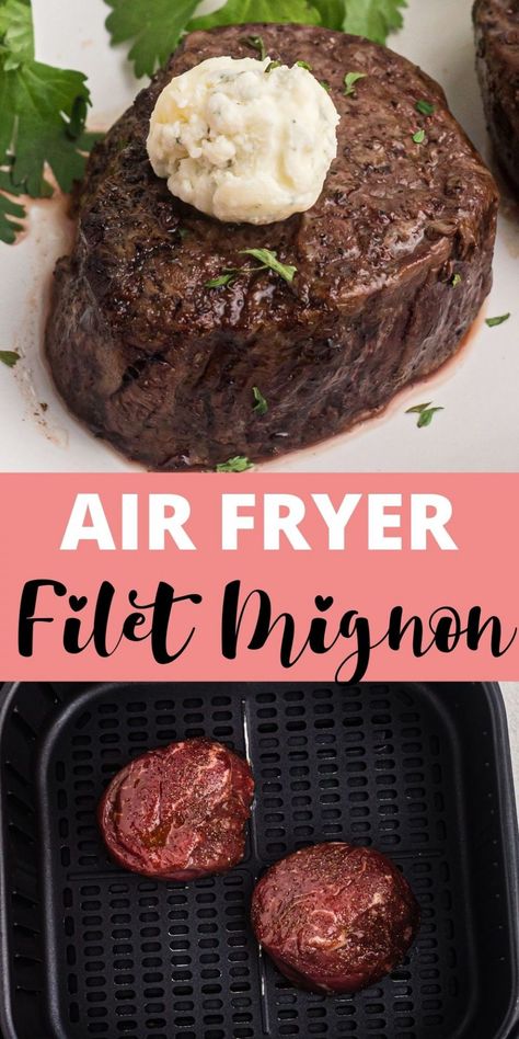 Air Fryer Steaks Filet, Steak Airfryer Recipe, Steak Cooked In Air Fryer, Fillet Steak In Air Fryer, Air Fry Beef Tenderloin, Recipes Using Filet Mignon, Healthy Filet Mignon Recipes, Filet Mignon Seasoning, How To Make Filet Mignon