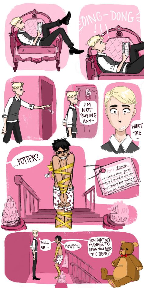 Drarry Valentine favorite part = "Pansy and Hermoine have nothing to do with this" Fanfiction Recommendations, Hp Ships, Glume Harry Potter, Drarry Fanart, Harry Draco, Gay Harry Potter, Harry Potter Comics, Harry Potter Draco Malfoy, Harry Potter Ships