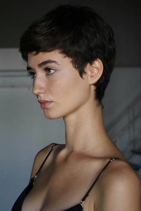 Shaved Head Women Round Face, Short Hair Women Pixie, Pixie Cut Brown Hair, Long Buzzcut Women, French Pixie Haircut, Really Short Haircuts, Androgynous Hair, Hair Inspiration Short, Super Short Hair