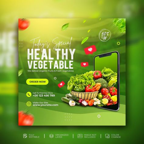 Online Vegetable, Vegetable, grocery, grocery delivery, promotion, banner, Instagram, food delivery, organic food, organic, food banner, vegetable banner, web banner, PSD, grocery sell, online, online delivery, online food, food order, fresh vegetable, discount, sale, farm, green background, nature, leaf, tomato, website Vegetable Poster Design, Grocery Banner, Green Background Nature, Vegetable Poster, Vegetable Delivery, Facebook Poster, Standing Banner Design, Juice Bar Design, Happy Birthday Cards Handmade