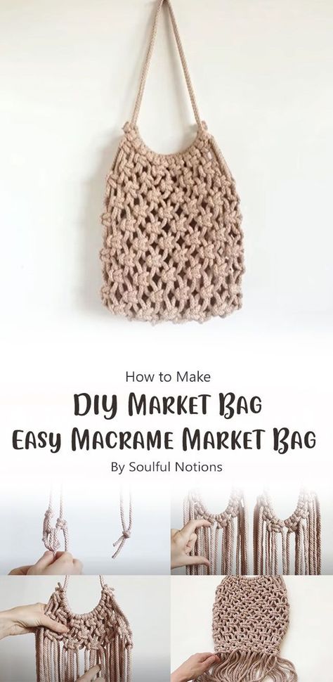 This video shows you how to make a macrame market bag. Soulful Notions will give you easy step by step instruction for how to make this stylish and useful market bag. Macrame Market Bag Tutorial, Macrame Vegetable Bag Diy, Simple Macrame Gifts, Macrame Shopping Bag Diy, Macrame Bags Diy, Easy Macrame Bag Tutorial, Macrame Bag Pattern Free, 4mm Macrame Projects, Summer Macrame Ideas