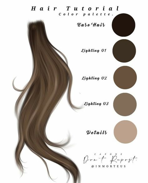 Hair Color Palette, Hair Color Swatches, Digital Art Tutorial Beginner, Intricate Hairstyles, الفن الرقمي, Comic Tutorial, Illustration Tutorial, Procreate Illustration, Hair Sketch