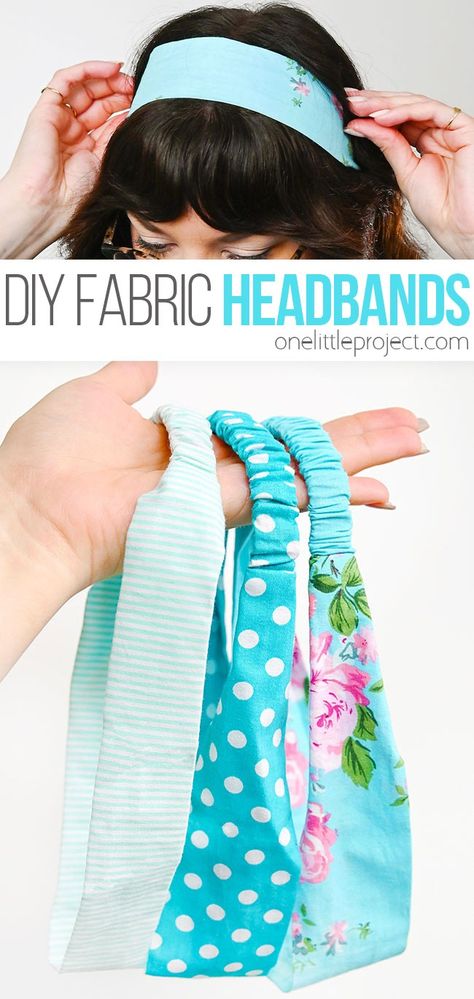 These fabric headbands are SO PRETTY and they're really simple to make! This is such an easy sewing project for kids and adults. It's a great craft for sewing beginners, and makes a lovely homemade gift. Learn how to sew a stylish and comfortable DIY headband that matches your unique style! Diy Fabric Headbands For Women, Fabric Headband Pattern, Cotton Fabric Headbands Diy, How To Sew A Headband With Elastic, Intermediate Sewing Projects Ideas, Easy Accessories To Sew, Sew By Hand Projects, Hair Sewing Projects, Headband Sewing Pattern Free