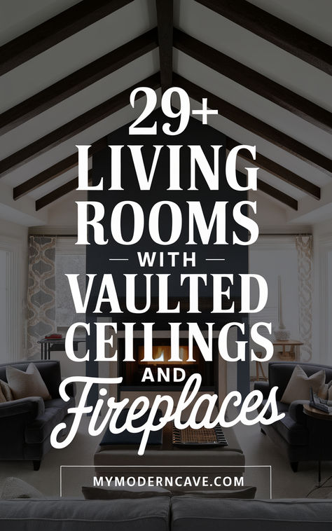 Transform your living space with these 29+ stunning living rooms featuring vaulted ceilings and fireplaces! Discover how high ceilings paired with cozy fireplaces create dramatic and inviting interiors. Whether your style is rustic, modern, or classic, these designs showcase unique layouts, lighting ideas, and decor tips that elevate your home’s atmosphere. Get inspired to craft a living room that’s both elegant and warm with these breathtaking designs. Living Room With Arched Ceiling, Open Space Next To Fireplace, High Ceilings Fireplace Living Room, Fireplace Mantle Decor Vaulted Ceiling, Vaulted Ceiling Corner Fireplace, Rock Fireplace Vaulted Ceiling, Black Vaulted Fireplace, Fireplace In The Center Of The Room, Stone Fireplace Windows On Each Side