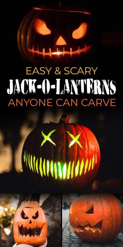 Easy Scary Jack O Lantern Faces, Jack O Lantern Scary, Diy Holiday Decorating, Scary Pumpkin Faces, Amazing Pumpkin Carving, Easy Pumpkin Carving, Scary Pumpkin Carving, Pumpkin Carving Designs, Halloween Pumpkin Designs