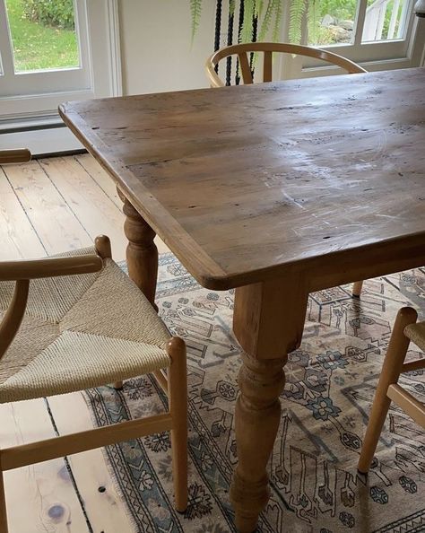 Old Dining Table Modern Chairs, Old Wood Dining Table, Thrifted Kitchen Table, Antique Dinner Table, Greystone House, Colonial Dining Table, Narrow Dining Table, Colonial Table, Antique Kitchen Table