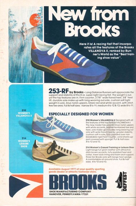 Vintage Sports Clothing, 90s Sneakers, Shoes Ads, Runner's World, Brooks Running Shoes, Brooks Running, Vintage Sneakers, Brooks Shoes, Retro Sneakers