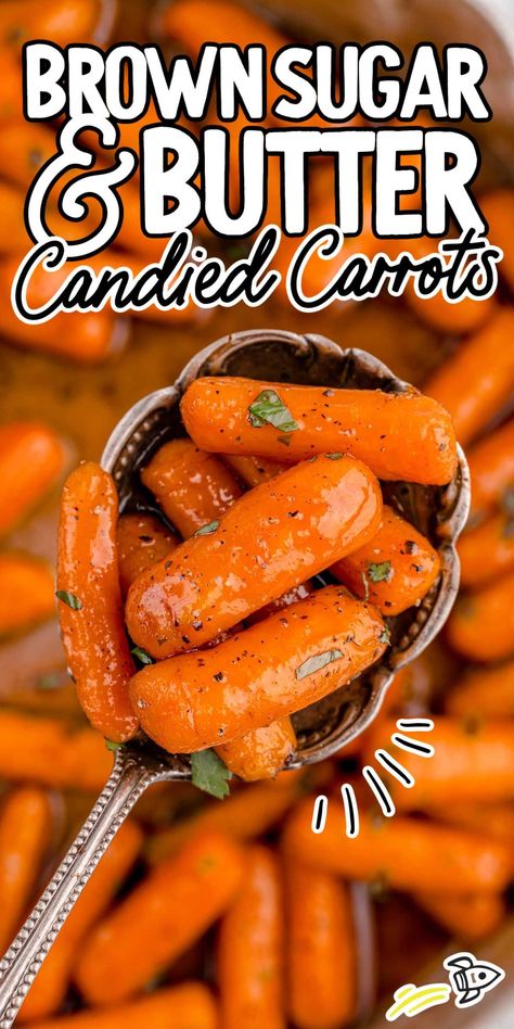 Candied carrots is a delicious and easy-to-make dish with sweet, savory, and a hint of spice flavors all in one bite. Carrot Stick Recipes, Sweet Carrot Casserole, Sliced Carrots Recipe Side Dishes, Crockpot Candy Carrots, Mini Carrots Recipes, Baked Candied Carrots, Canned Carrot Recipes Side Dishes, What Can I Make With Carrots, Charleston's Carrot Recipe